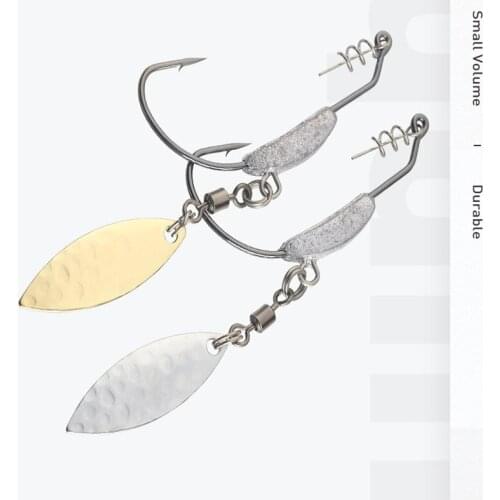 3pcs Spinner Lure hook spring with sequin lock pin with lead plus lead crank hook lure crank hook soft bait hook road hook