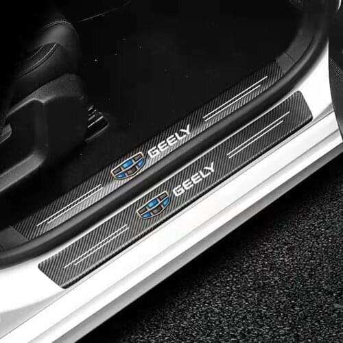 4Pcs Carbon Fiber Car Door Sill Protect Stickers Threshold Decal for Geely Emgrand 7 X7 EC7 Atlas Boyue CK2 GC6 Parts LC