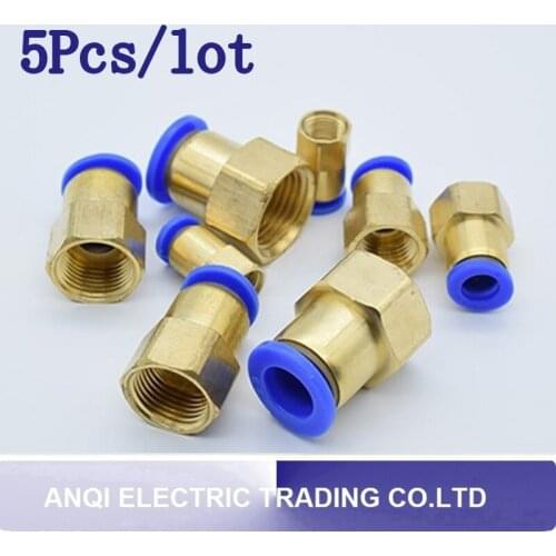 5pcs/lotOD 4MM 6MM 8MM 10MM 12MM Pneumatic Connector (1/8'' 1/4'' 3/8'' 1/2'') Female thread Push In Fitting for Air Pipe joint