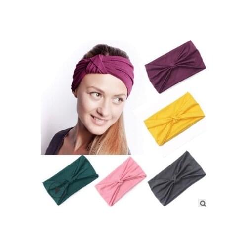 60pcs/lot DIY Simple Multi Fabrics Tie A Knot Headbands Sports Yoga Elasticity Scarf Hair Band Styling Tools Accessories HA620