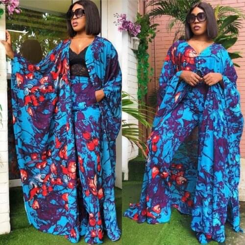 African Dresses Clothes Women Cardigan Long Tops And Pant Suits Summer Fashion Print Elegant Streetwear African Clothing Outfits