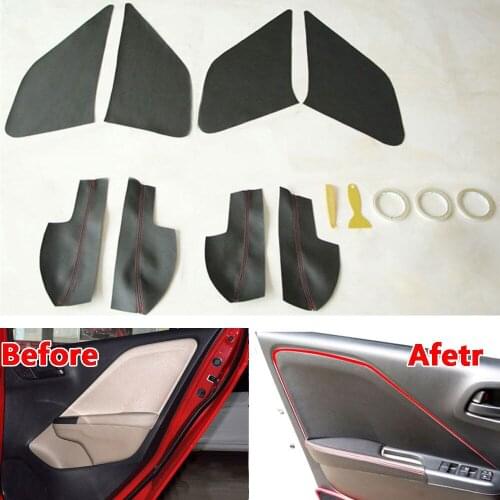 For 2014 Honda City Car Door Panel + Armrest Surface Cover Trim Dust-proof Guard Interior Car Styling Accessories PU Car-Covers