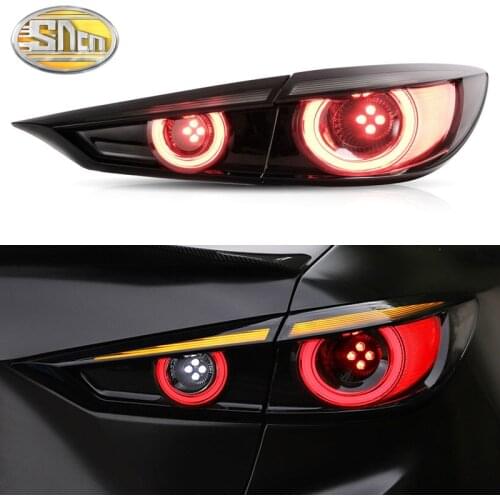 Car LED Tail Light Taillight For Mazda 3 Sedan Axela 2014 - 2018 Rear Running Light + Brake + Reverse + Dynamic Turn Signal