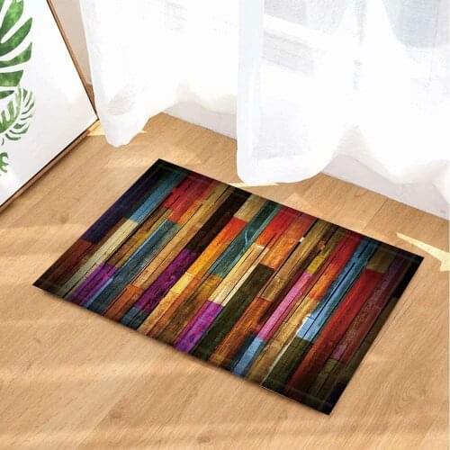 Art deco colored wooden planks stripes Bathroom carpet anti-slip door mat floor entrance outdoor indoor front door mat children