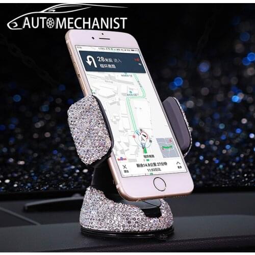 Crystal Car Phone Holder Support Rhinestone Car Air Vent Phone Mount Stand Dashboard Cell Phone Holder for iPhone Samsung Huawei
