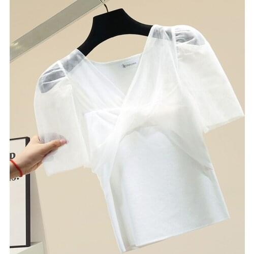 Black V-neck Slim-Fit Short-Sleeve T-shirt Female Ins Super Fashion Stretch Cropped Tshirt Girls Ladies Fashion Summer Tops