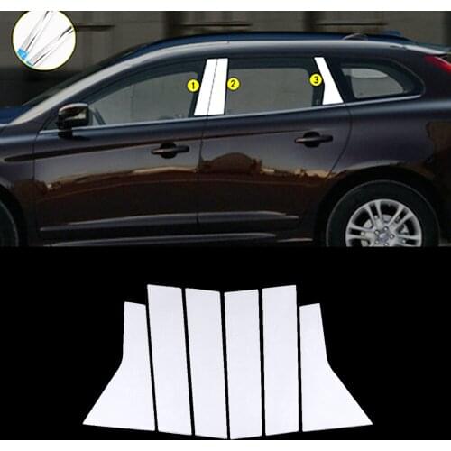 For Volvo XC60 AU 2008-2017 Chrome Window B C Pillar Strip Cover Trim Stainless Steel Car Center Pillars Sticker