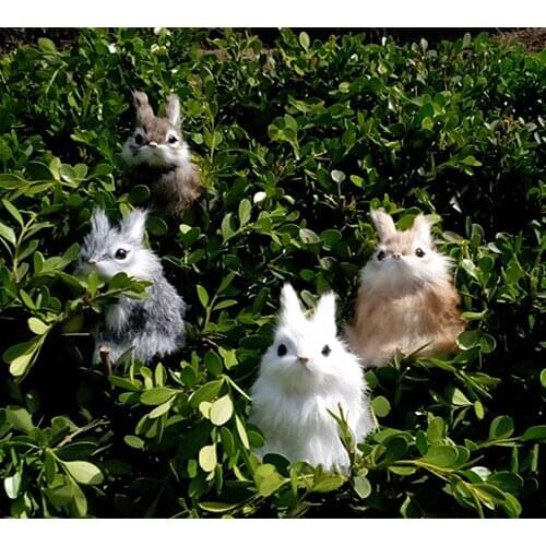 Simulation cute rabbit 8x7x12cm toy model polyethylene&furs rabbit model home decoration props ,model gift d209