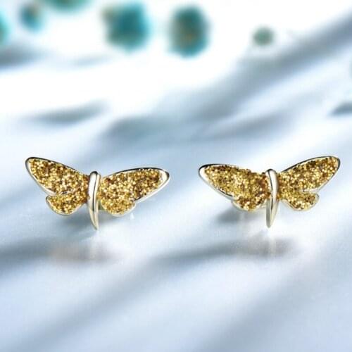 Exquisite 925 Sterling Silver Butterfly Stud Earring Sweet Romance Valentines Day Jewelry Bridal Earring Engagement Jewelry