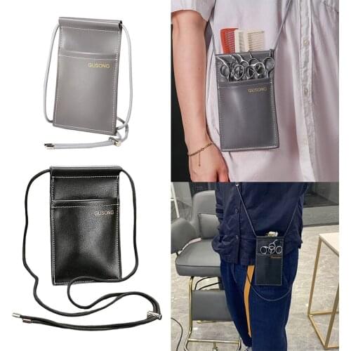 PU Leather Hair Scissor Bag Clips Bag Hairdressing Barber Scissor Holster Pouch Holder Case with Waist Shoulder Belt