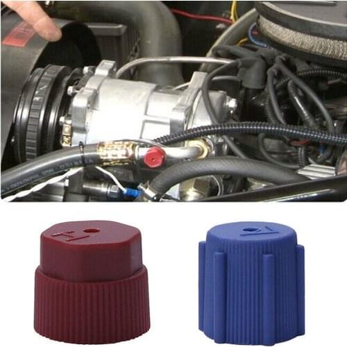 4 Pieces AC Air Conditioning Service Port R134a Side Air Conditioner Cap 13mm Blue & 16mm Brown Conversion Kit Plastic