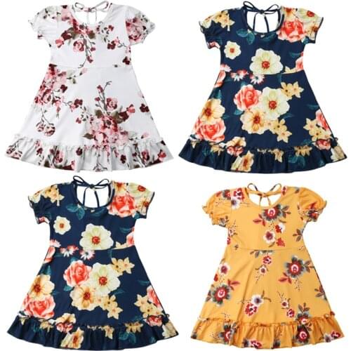 1-5Years Toddler Kid Baby Girls Floral Summer Short Sleeve Party Pageant Dress Clothes