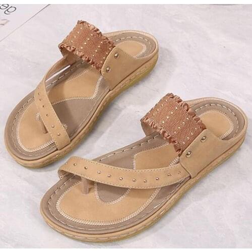 Summer New Women Shoes Fashion Casual Outdoor Beach Slippers Comfortable Flat Bottomed Toe Women Sandals Plus Size 36-43 qq485