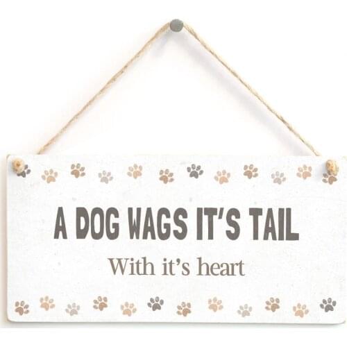Meijiafei A DOG WAGS IT’S TAIL With it’s heart - Sweet Home Accessory Gift Sign For Dog Owners 10" x 5"