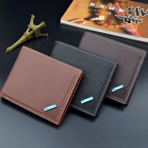 Fashion Business Mens Wallet Short Thin Wallet Multi-Card Slots 3 Fold Youth Zipper Horizontal Business Soft Wallet