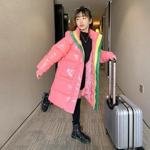 2021 New Girls Winter Jacket Children Thicken Warm Parka Kids Down Jacket Long Glossy waterproof Coats Teenage Girls Outwear