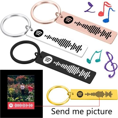 Personalized Music Spotify Scan Code Key chain for Boyfriend Husband BBF Engrave Key Chain Spotify Code Jewelry Keychain