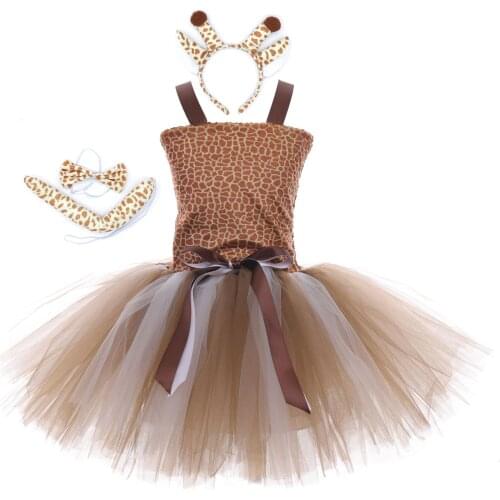 Brown Deer Tutu Dress for Girls Christmas Halloween Costume Kids Reindeer Princess Dresses Cosplay Photography Costumes