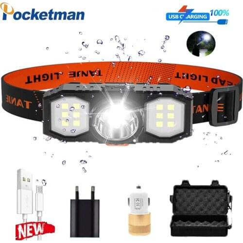 60000 Lumen Portable Mini Headlamp USB Rechargeable Headligiht Camping Liight Head Lamp Fishing Lamp Tactical Torch Lanterna