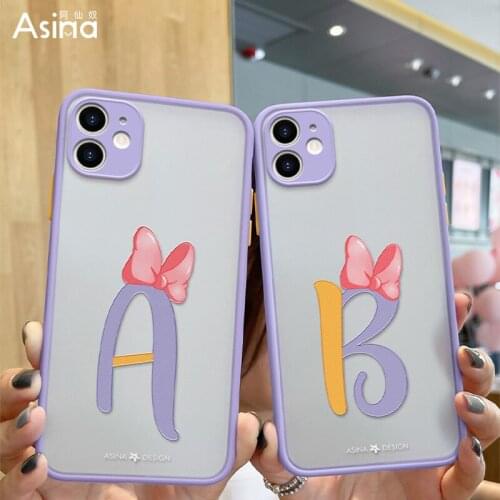 ASINA Transparent Phone Cases For iPhone 11 Pro Max Hard PC Cartoon Shells For iPhone 12 Pro Mini Coque Capa Initial Letter