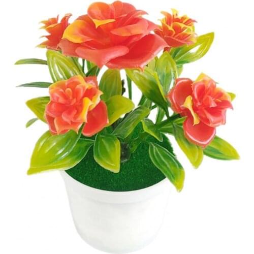 Potted Plant Lifelike Artificial Plastic Simulation Flowers Pot for Table Ornaments Wedding Decor Flowers Christmas Garden Decor