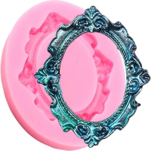 Baroque Frame Relief Silicone Molds Candy Clay Resin Mould Wedding Border Fondant Mold Cake Decorating Tools Chocolate Moulds