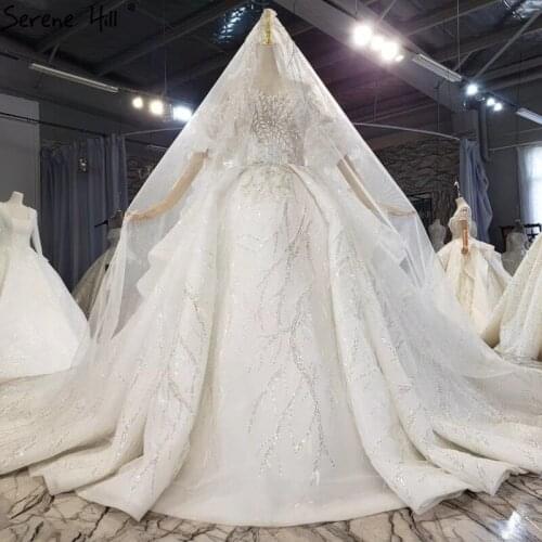 Ivory Short Puff Sleeves Luxury Wedding Dresses 2021 Dubai Off Shoulder Beading Sexy Bridal Gowns HX0223 Custom Made