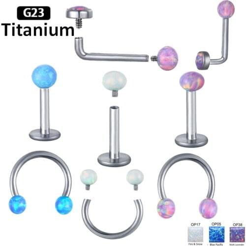 New 16G G23Titanium Opal Fund Sell Like Hot Cakes Inside The Circular Shaped Style Stud Lip Nose Ring Stud Ear Piercing Jewelry