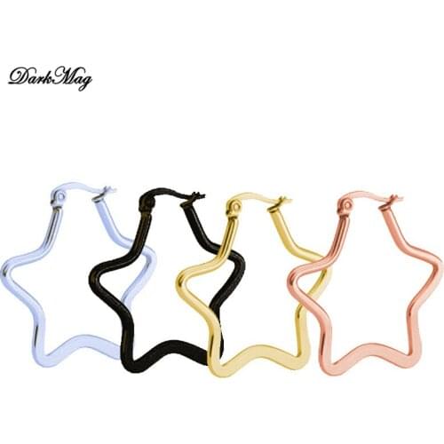 DarkMag Fashion Star Earrings Top Quality Stainless Steel Hoop Earrings For Women girls lady Fashion Jewelry серьги звезды 2020