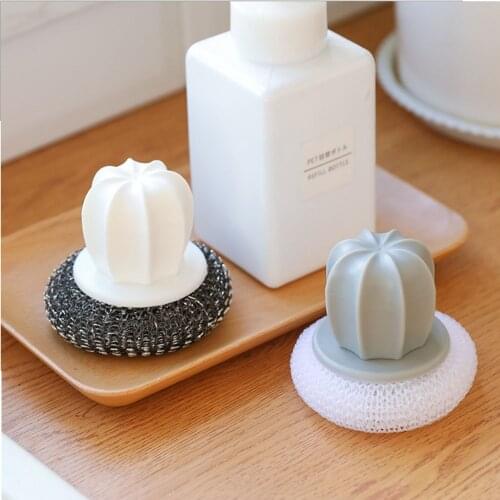 Pot washing brush with handle, steel wire ball does not hurt your hands, decontamination brush, cleaning brush