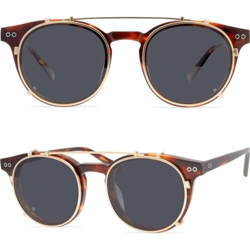 Personalized Clip-on Sunglasses Men Polarized Johnny Depp Glasses Luxury Brand Retro Milanese Acetate High-quality Sunglasses