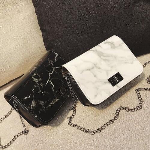 Womens Bag 2021 Marble Pattern Shoulder Bag Lock Wild Jossenger Small Square Black White Diagonal Cross Designer Bag