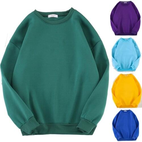 10 Colors Winter Grey Hoodie Round Neck Long Sleeve Velvet Warm Sweatshirts Women Korean Black Loose Hoodies Female Casual Coat