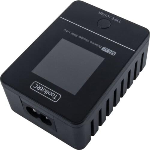ToolkitRC M4AC 30W LiPO LiFE LiHV Compact AC Charger 1-4S XT30/ XT60 Interface for RC Model FPV Racing Freestyle Drone Batteries