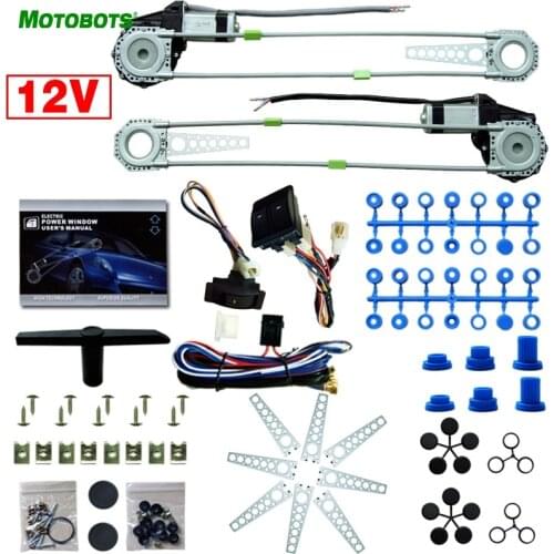 MOTOBOTS 1Set Universal Front 2-Doors Car Auto Electric Power Window Kits with Set Switches and Harness #AM905