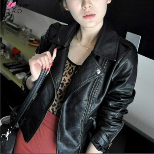 Pu Leather Jacket Women Fashion Bright Colors Black White Motorcycle Coat Short Faux Leather Biker Jacket Soft Jacket Female