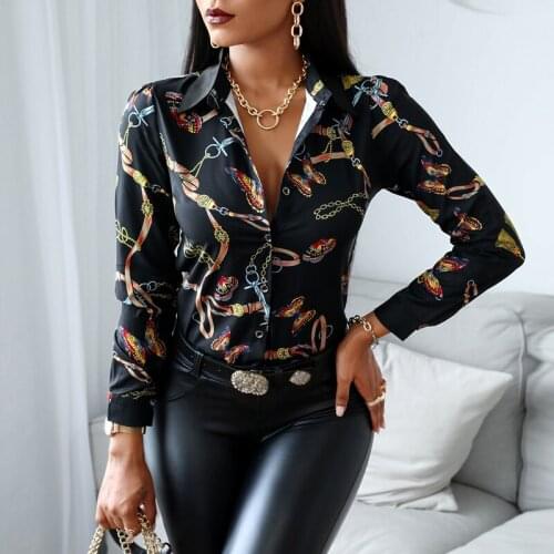 Female Clothes Vintage Long Sleeve Colorful Print Blouse Women Spring Fashion 2021 Office Lady Shirt Slim Office Lady Shirt Tops