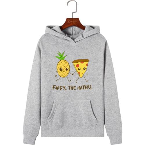 Women Hoodies Sweatshirts Hooded Sweatshirt Pineapple Pizza Print Autumn Winter Pullover Female Hoodie Tops Clothes Outwear