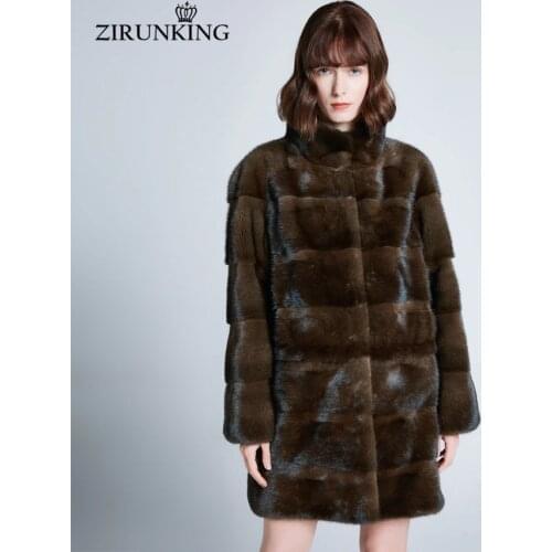 Zirunking Real Genuine Mink Fur Coat Women Winter Long Mink Fur Coat Fur Detachable Sleeve Adjustable Outwear Customized Z204