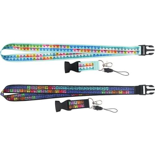 1PCS Chemistry Periodic Table of Elements Lanyards Key Chain Colorful Print Neck Straps Keychain Cell Phone Rope Teachers Gift