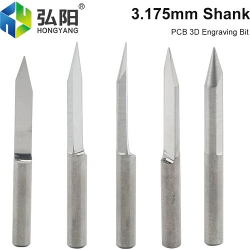 10pcs 3.175mm Shank Chisel V Milling Cutter Carbide Engraving Tools PVC Acrylic CNC Milling Cutter PCB Machine Engraving Bit