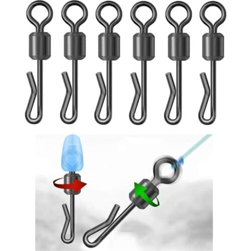 10 Pcs Rolling Quick Change Swivels Carp Rigs Black Fishing Tackle Carp Rigs Long Body Q-shaped Swing Snap Connector