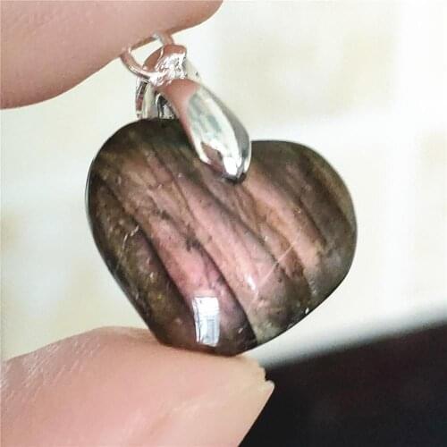 100% Natural Purple Light Labradorite Women Men Pendant 17x15x6mm Heart Labradorite Necklace Gemstone Rare Jewelry AAAAA