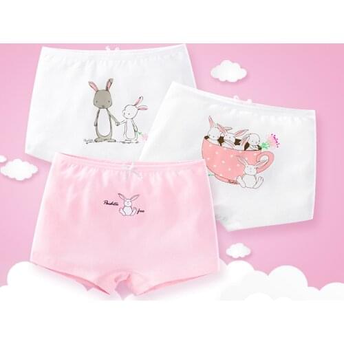 3pcs/lot Baby Panties for Girls Cartoon Rabbit Boxer Shorts Soft Cotton Underpants Children Cute Deer Print Briefs Kid Underwear