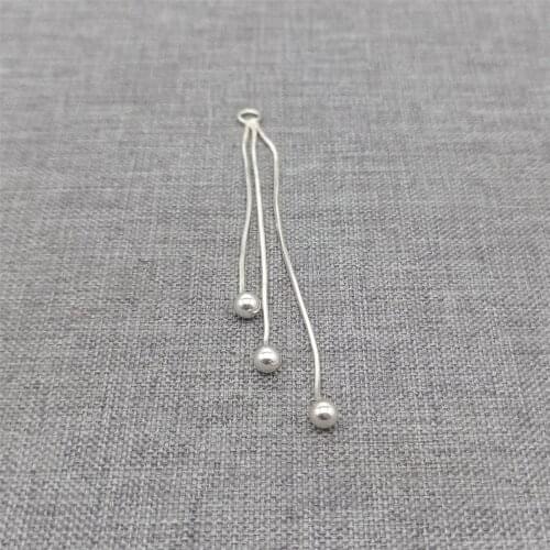 4pcs of 925 Sterling Silver Snake Chain Tassel Charms w/ Beads for Earring