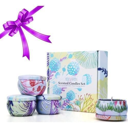 4pcs Tooarts Scented Candles 100% Natural Soy Wax Exquisite Gift Box Package Charming Fragrance Smokeless Scented Candles