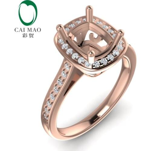5.5x7mm Cushion Natural Full Cut Diamond 14k Rose Gold 0.27ct Ring Prong Halo