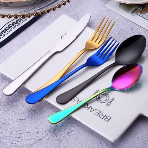 5Pcs Gold Plated-Flatware Silverware Set Stainless Steel Knife Fork Spoon Flatware Cutlery Set for Home Kitchen Restaurant Hotel