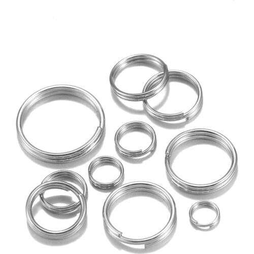100pcs 5-15 mm Stainless Steel Open Double Jump Rings for DIY Key Double Split Rings Connectors For Jewelry Making Accessories