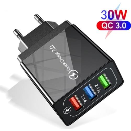 Quick Charge 3.0 USB Charger QC 3.0 30W Fast Charging USB Phone Chargers For Xiaomi Samsung iPhone 11 Pro Mobile Phone Charger